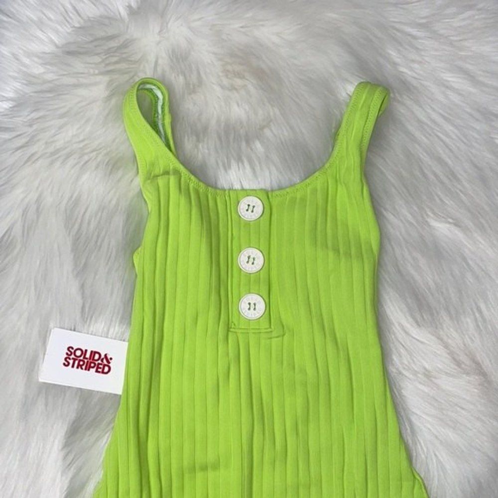 SOLID AND STRIPED Womens The Anne-Marie in Chartreuse Rib Button Swimsuit Sz XS - Picture 8 of 10